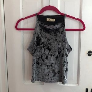 Hollister grey/black velvet crop top